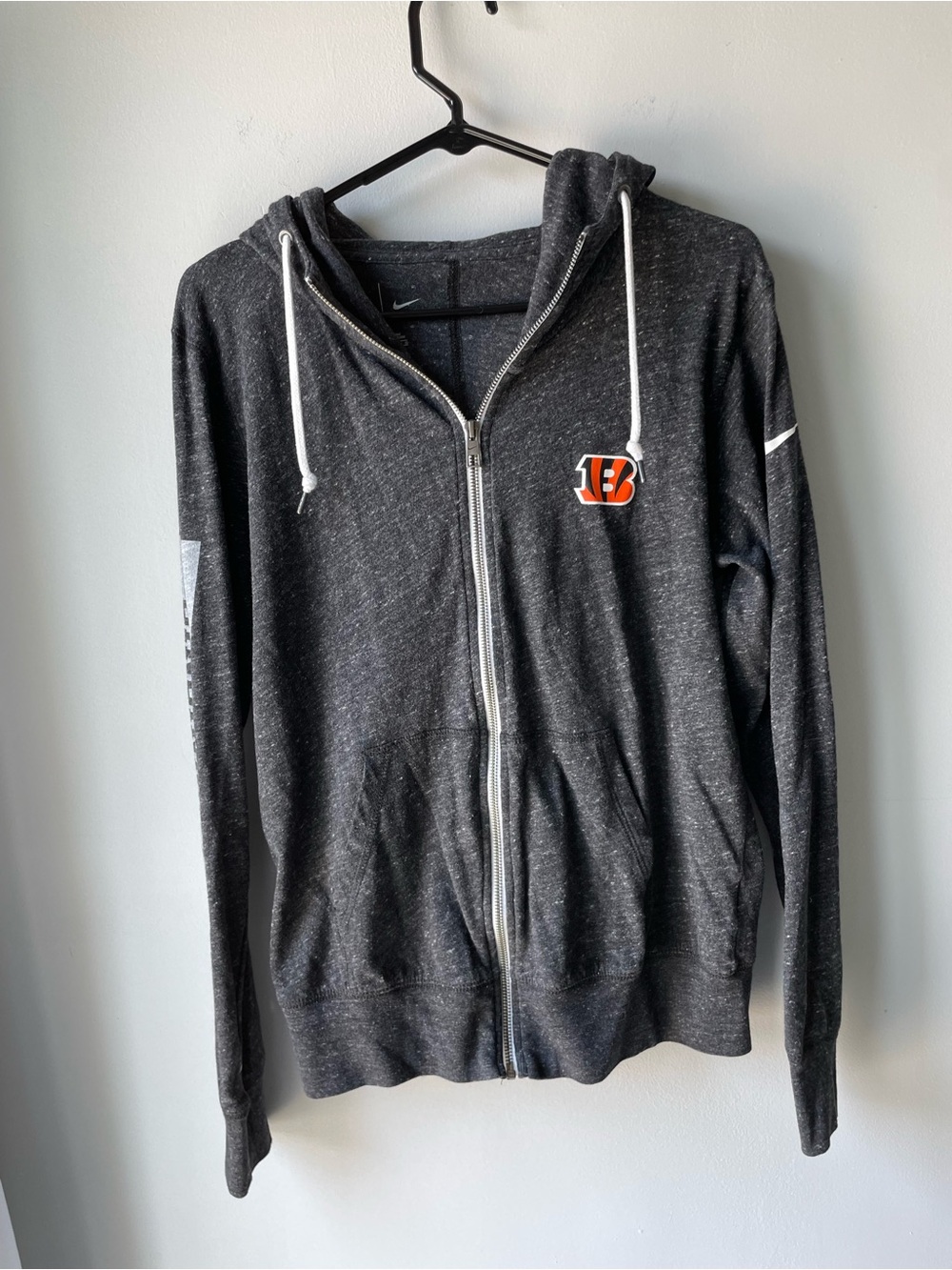 Nike Black Heather Full-Zip Hoodie with Orange & White Bengals Logo